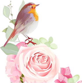 花と小鳥の画像